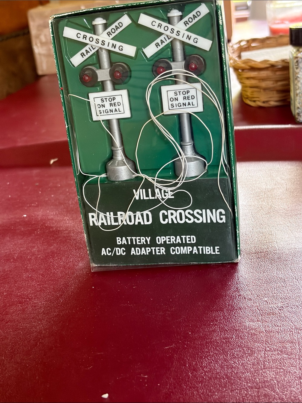 villager Silver Railroad Crossing Signal Pair with Red Lights
